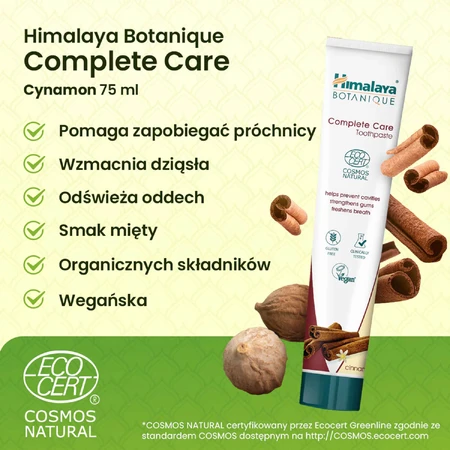 Himalaya Botanique Complete Care, kaneel tandpasta, fluoridevrij, 75 ml