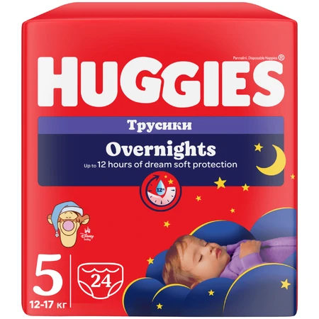 Huggies Overnights, diapers, Disney, size 5, 12-17 kg, 24 pieces
