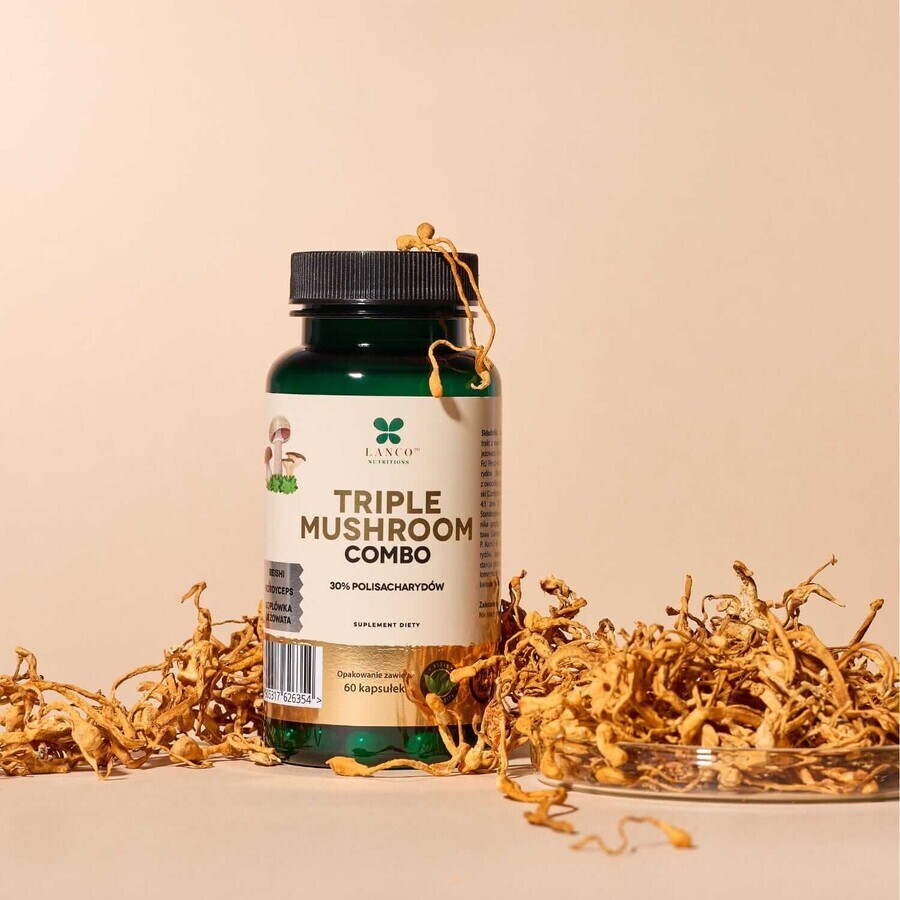 Lanco Nutritions Triple Paddenstoel Combo, 60 capsules