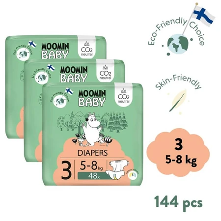 Mumin Baby, Windeln, Größe 3, 5-8 kg, 144 Stück
