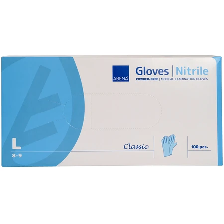 Abena, nitrile gloves, non-sterile, powder-free, blue, size L, 100 pieces