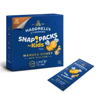 Haddrell's Manuka Snap Pack Kids, zakjes Manuka honing UMF 5+ MGO 83+, 10 x 5 g
