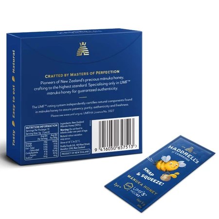 Haddrell's Manuka Snap Pack Kids, zakjes Manuka honing UMF 5+ MGO 83+, 10 x 5 g