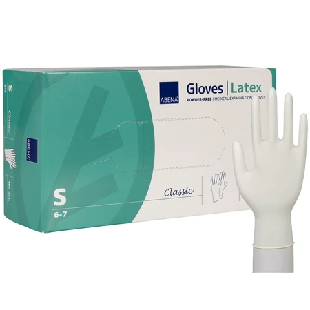 Abena, guantes de látex, no estériles, sin polvo, talla S, 100 unidades