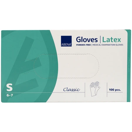 Abena, guantes de látex, no estériles, sin polvo, talla S, 100 unidades