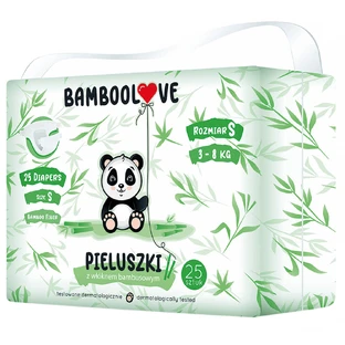 Bamboolove, couches jetables en fibres de bambou, taille S, 3-8 kg, 25 pièces