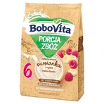 BoboVita Porcja Zbóż Flocons d'avoine lactés au riz, framboise-banane, sans sucre ajouté, après 6 mois, 210 g