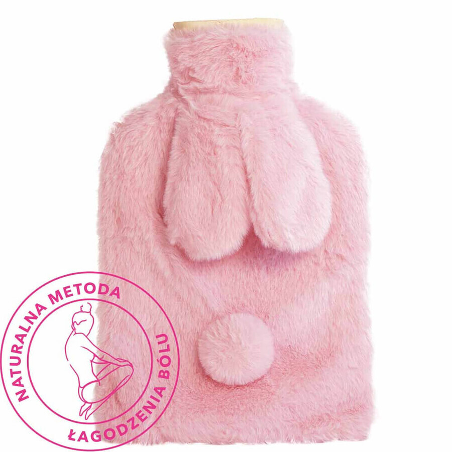 Roz, sticlă de apă termală cu capac, iepuraș roz, 2 l, 1 buc