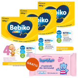 Set Bebiko Junior 4 Nutriflor Expert, nährstoffreiche Milchnahrung, ab 2 Jahren, 3 x 600 g + Bambino, Feuchttücher, ab Geburt, 63 Stück gratis