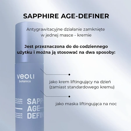 Veoli Botanica Sapphire Age-Definer, liftend en remodellerend gezichtsmasker, 50 ml
