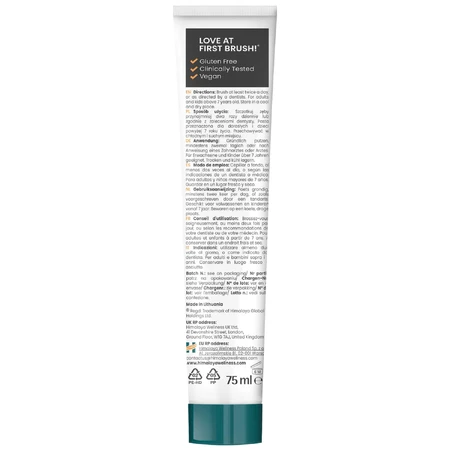 Himalaya Botanique, whitening tandpasta, actieve kool en nigella-olie, fluoridevrij, 75 ml