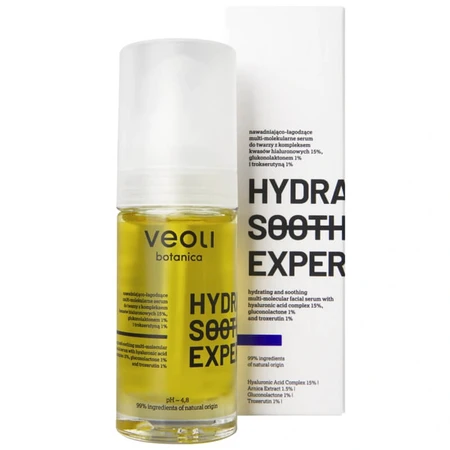 Veoli Botanica Hydra Soothing Expert, hydraterend en verzachtend multimoleculair gezichtsserum, 30 ml