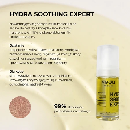 Veoli Botanica Hydra Soothing Expert, hydraterend en verzachtend multimoleculair gezichtsserum, 30 ml