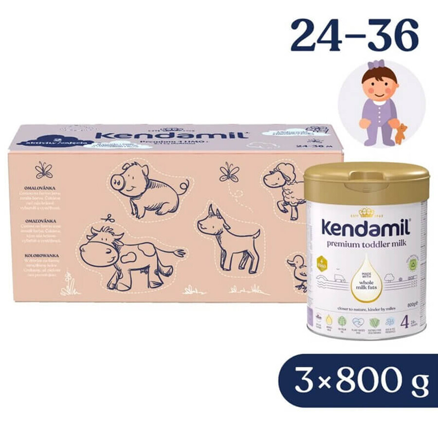 Kendamil Premium 4 HMO+ set, milk for junior, after 24 months, 3 x 800 g LOST PACKAGE