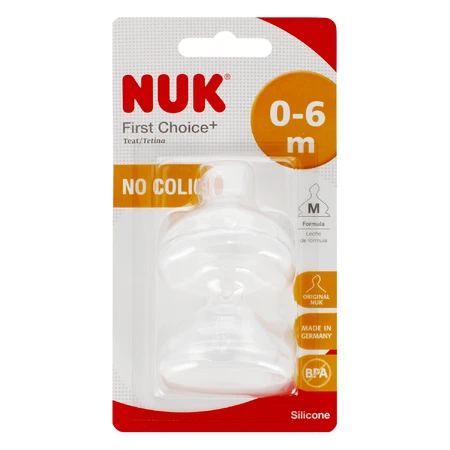 NUK First Choice+, Flaschensauger, Silikon, Größe M, 0-6 Monate, 2 Stück