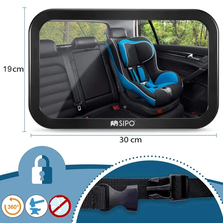 Sipo, espejo para vigilar al bebé en el coche, 1 ud.