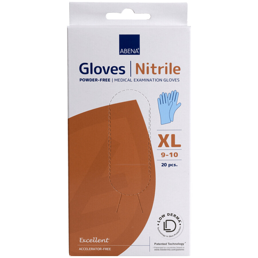 Abena, guanti in nitrile, non sterili, senza polvere, blu, taglia XL, 20 pezzi