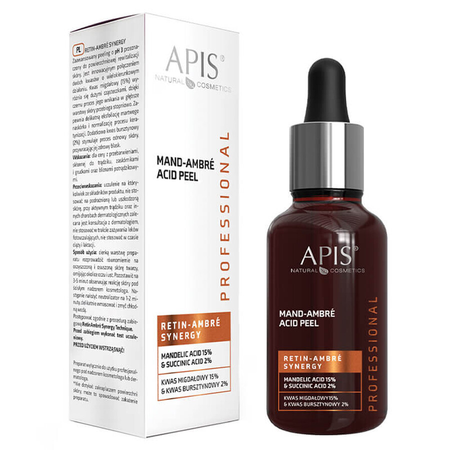 Apis Professional Retin Ambre Synergy, peeling acido, acido mandelico 15% + acido succinico 2%, 30 ml