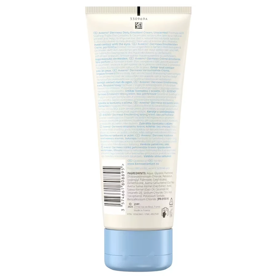 Aveeno Dermexa, crema emoliente para el picor de la piel, 200 ml