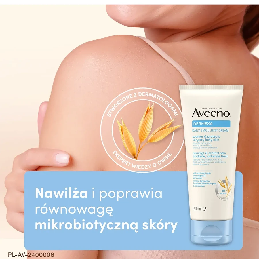 Aveeno Dermexa, crema emoliente para el picor de la piel, 200 ml