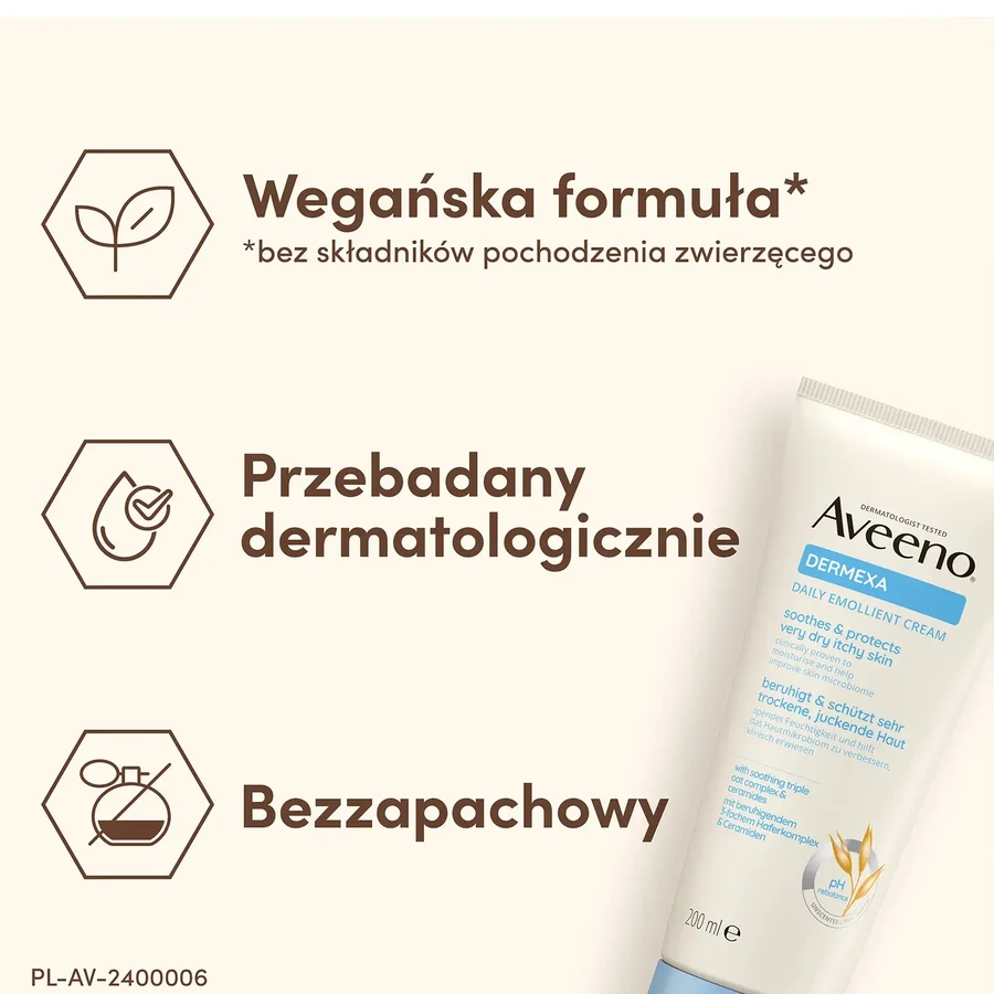 Aveeno Dermexa, crema emoliente para el picor de la piel, 200 ml