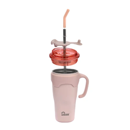 Majestic Sport, Thermobecher mit Strohhalm Jelly, rosa, 650 ml