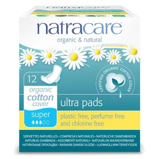 Natracare, compresas de algodón orgánico con alas, Super, 12 uds.
