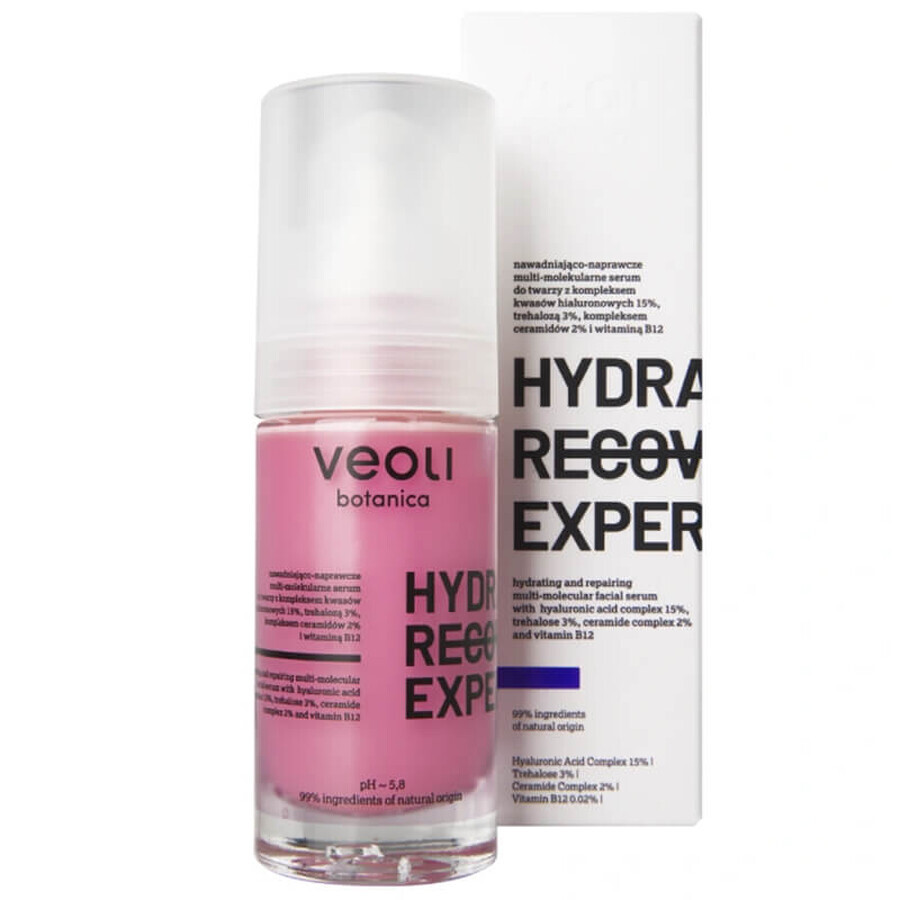 Veoli Botanica Hydra Recovery Expert, suero facial multimolecular hidratante y reparador, 30 ml