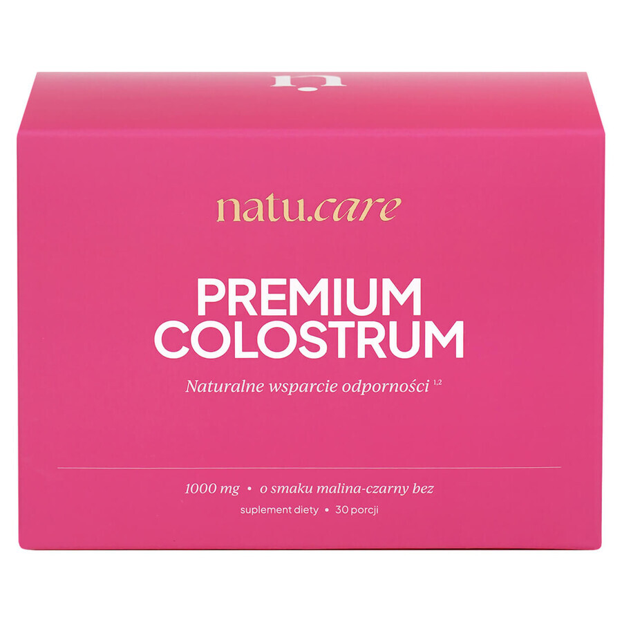 Natu.Care Premium Colostrum, raspberry-black elderberry flavor, 30 sachets