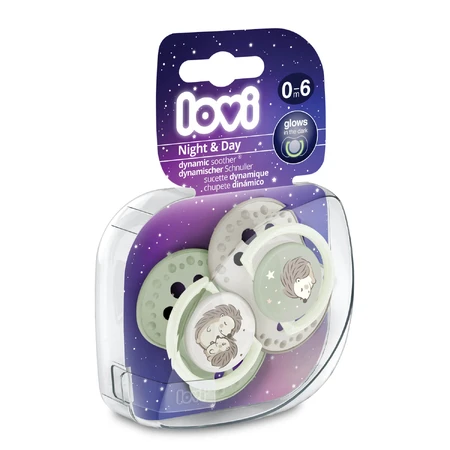 Lovi Night & Day, tétine, silicone, dynamique, hérisson, 0-6 mois, 2 pièces
