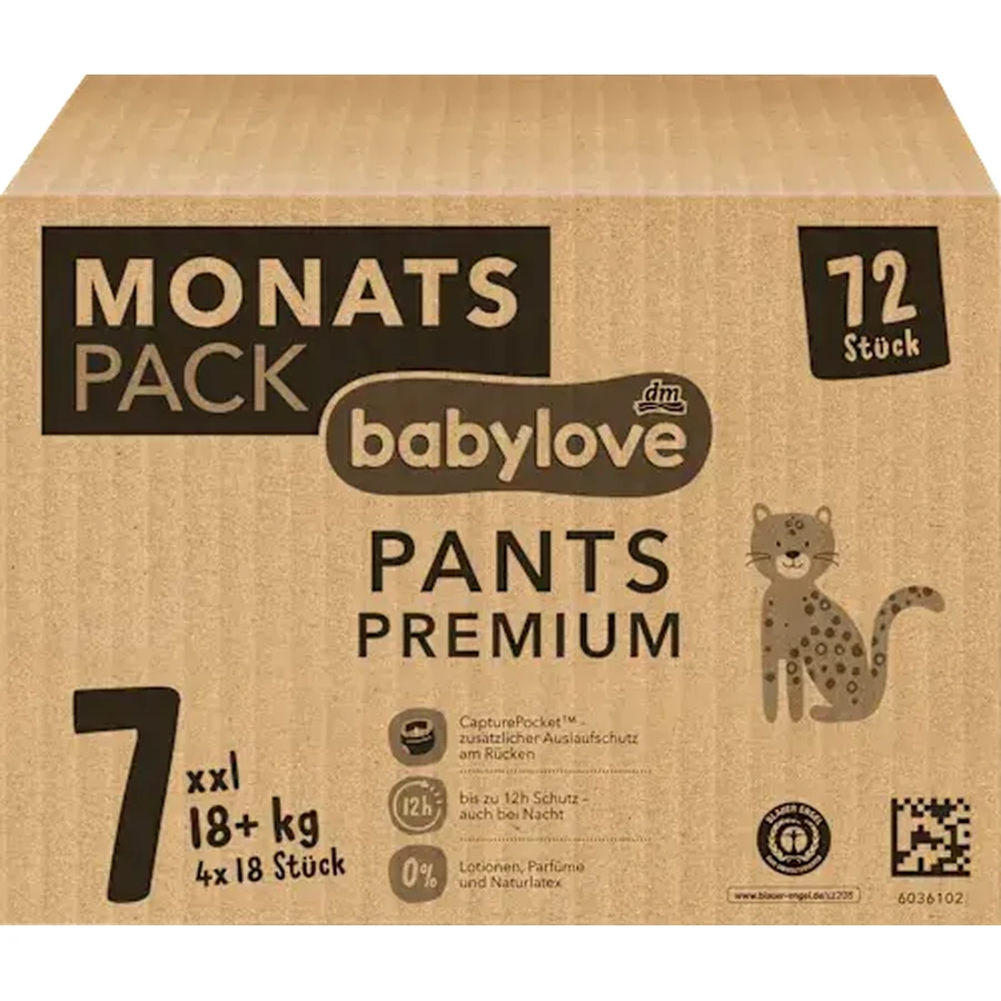 Babylove Pañales Premium número 7, 72 unidades