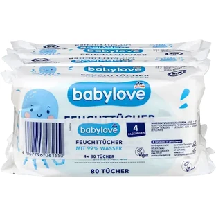 babylove Baby wet wipes, 99% water, 4x80, 320 pcs