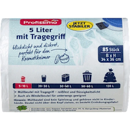 Profissimo Garbage bag with handle, 5 liters, for cosmetic bin, 85 pcs