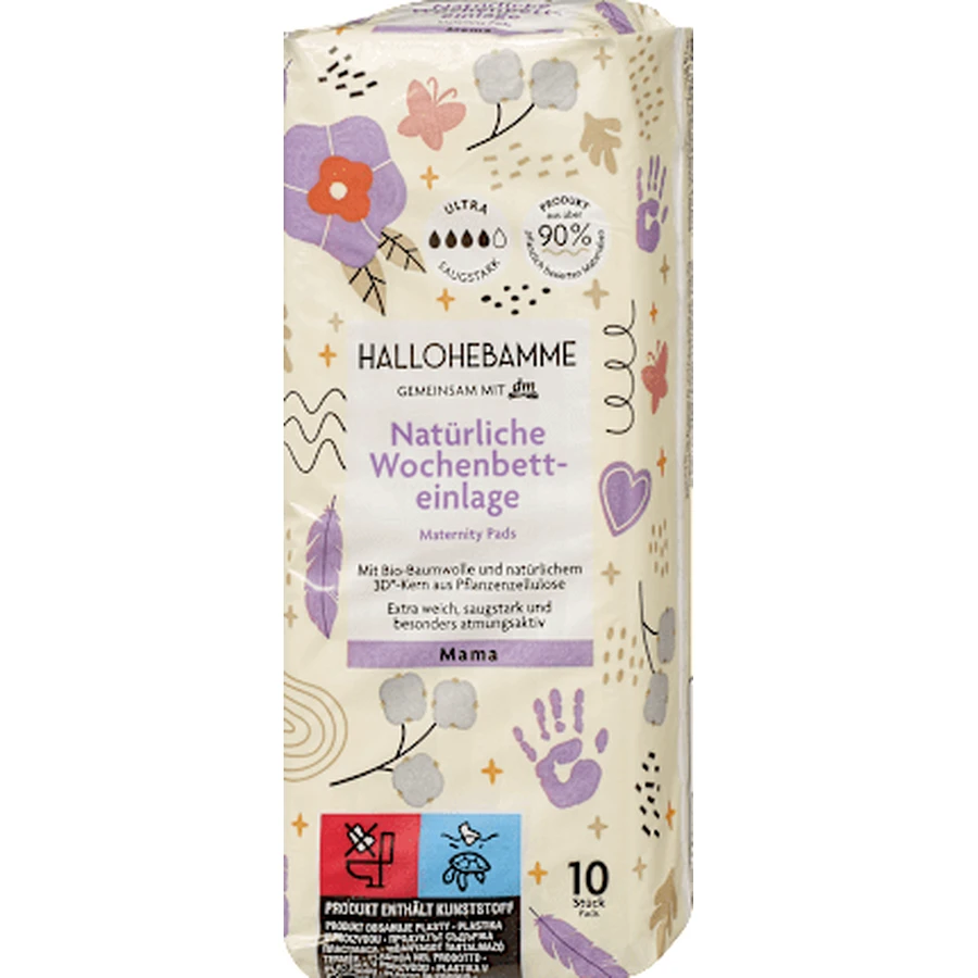 HALLOHEBAMME Postpartum absorbent pads, 10 pcs