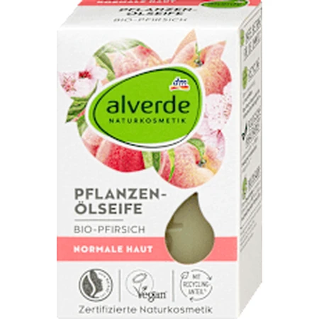 alverde NATURKOSMETIK Savon solide à la pêche, 100 g