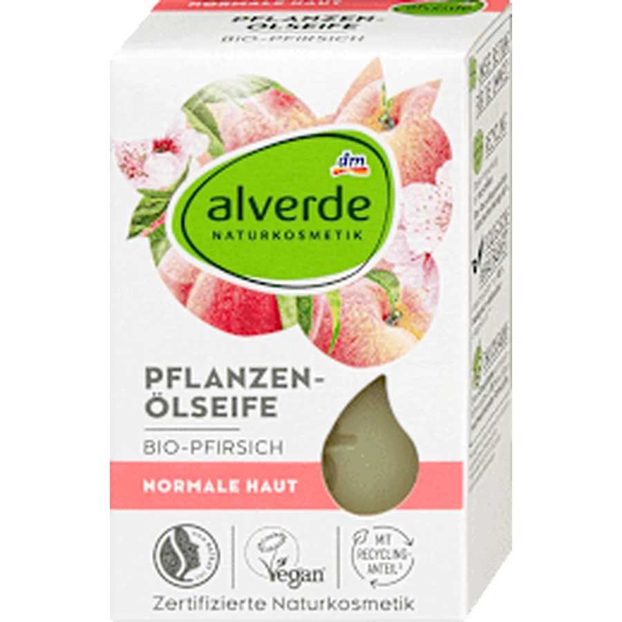 alverde NATURKOSMETIK Savon solide à la pêche, 100 g