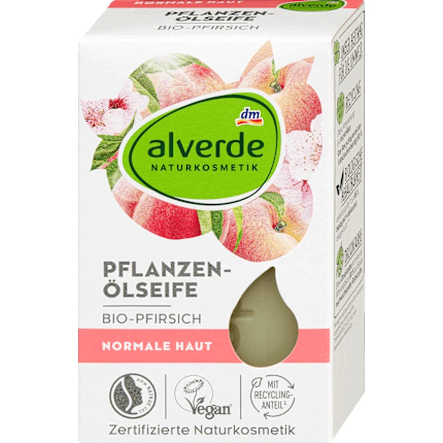 alverde NATURKOSMETIK Savon solide à la pêche, 100 g