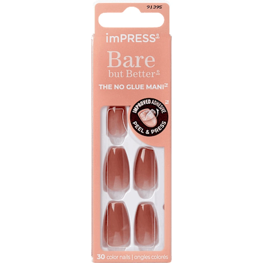 KISS Impress Bare But Better Flare false nails, 1 Set