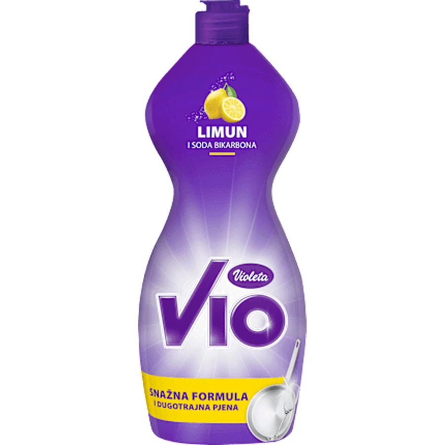 Violet VIO Détergent pour vaisselle au citron et au bicarbonate, 900 ml