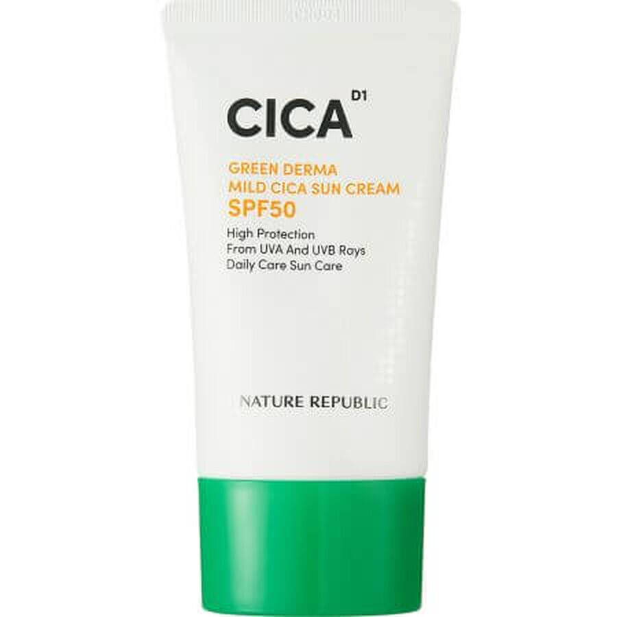 Green Derma Crema Cica Suave con extracto de Cica y FPS 50, 50 ml, Nature Republic