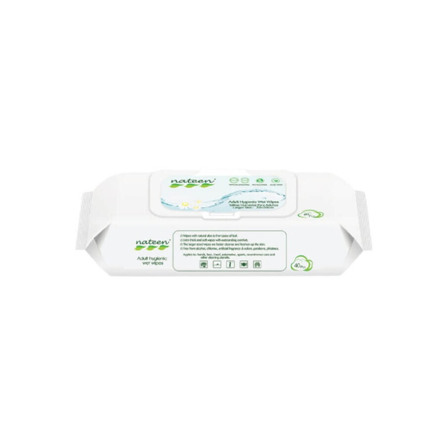 Salviette umidificate biodegradabili per incontinenza della Linea Premium, 40 pezzi, Nateen