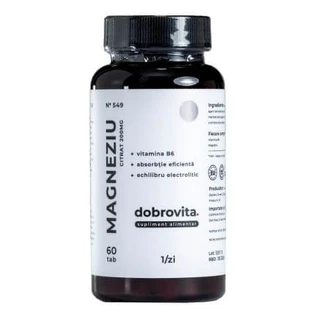 Magnesium citrate 200 mg + Vitamin B6, 60 tablets, Dobrovita