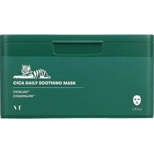Máscaras faciales Cica Daily Soothing, 30 piezas, VT Cosmetics