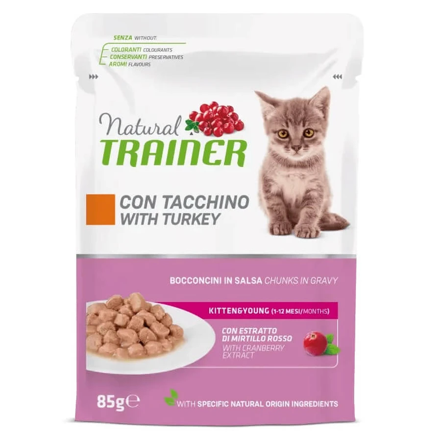 Comida húmeda de pavo para gatitos de 1 a 12 meses, 85 g, Natural Trainer