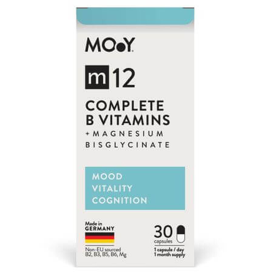 Vitamine B complete + Magnesio bisglicinato m12, 30 capsule, Molecole della Giovinezza