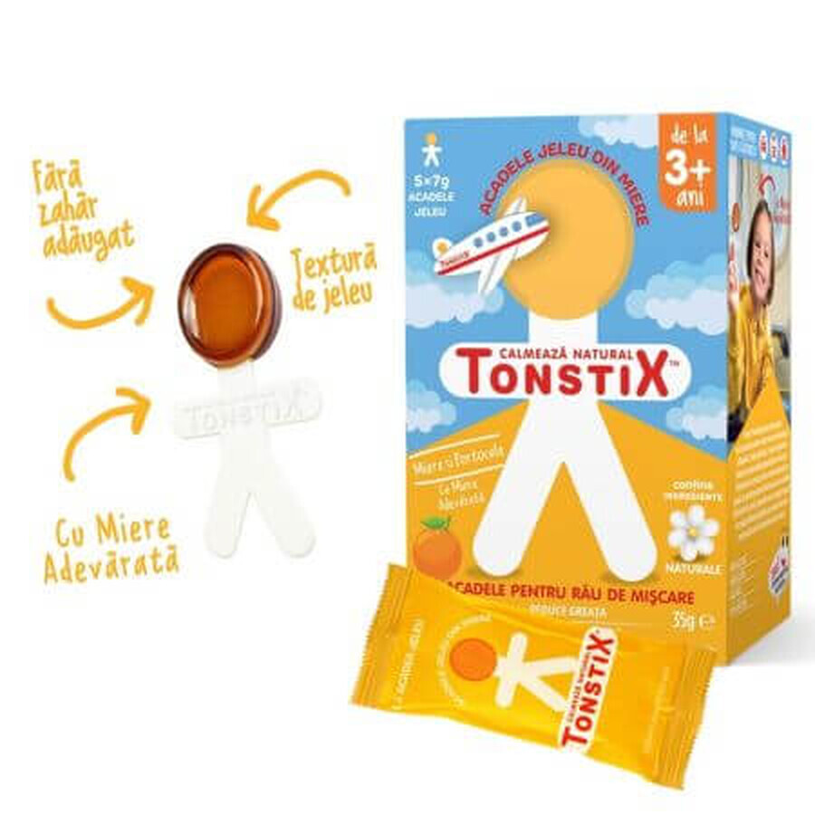 Lecca-lecca di gelatina Tonstix al miele e all'arancia, 5 x 7 g, Pharmaexcell