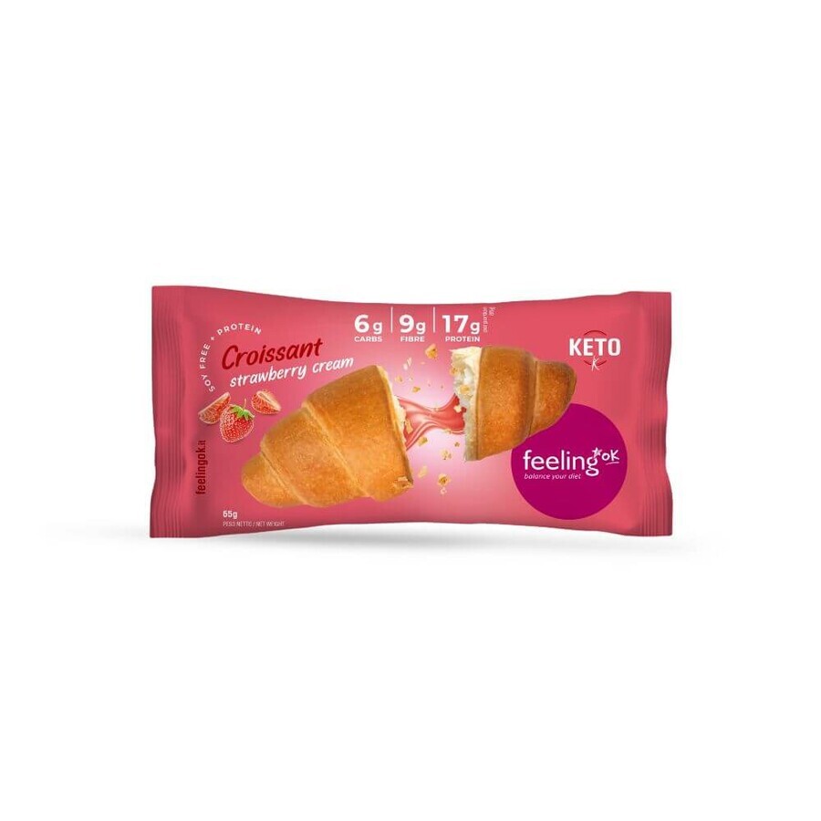 Protein croissant with strawberry cream, 65 g, Feeling Ok