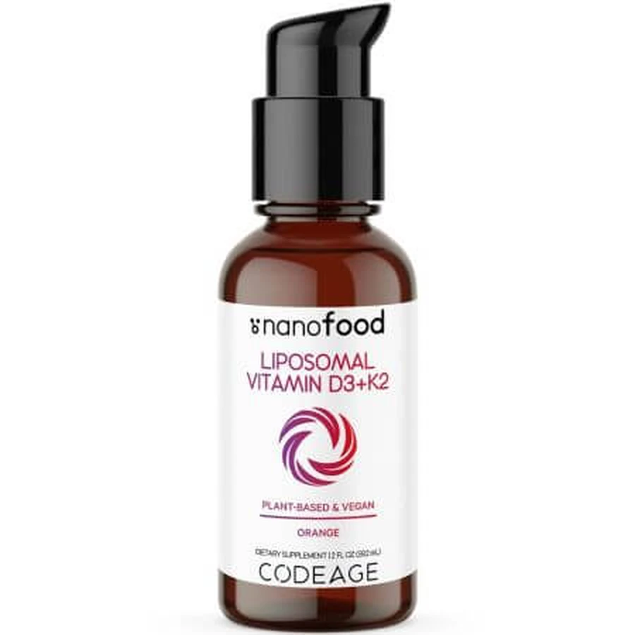 Vitamine D3+K2 Liposomaal met sinaasappelsmaak CodeAge, 59,2 ml, GNC