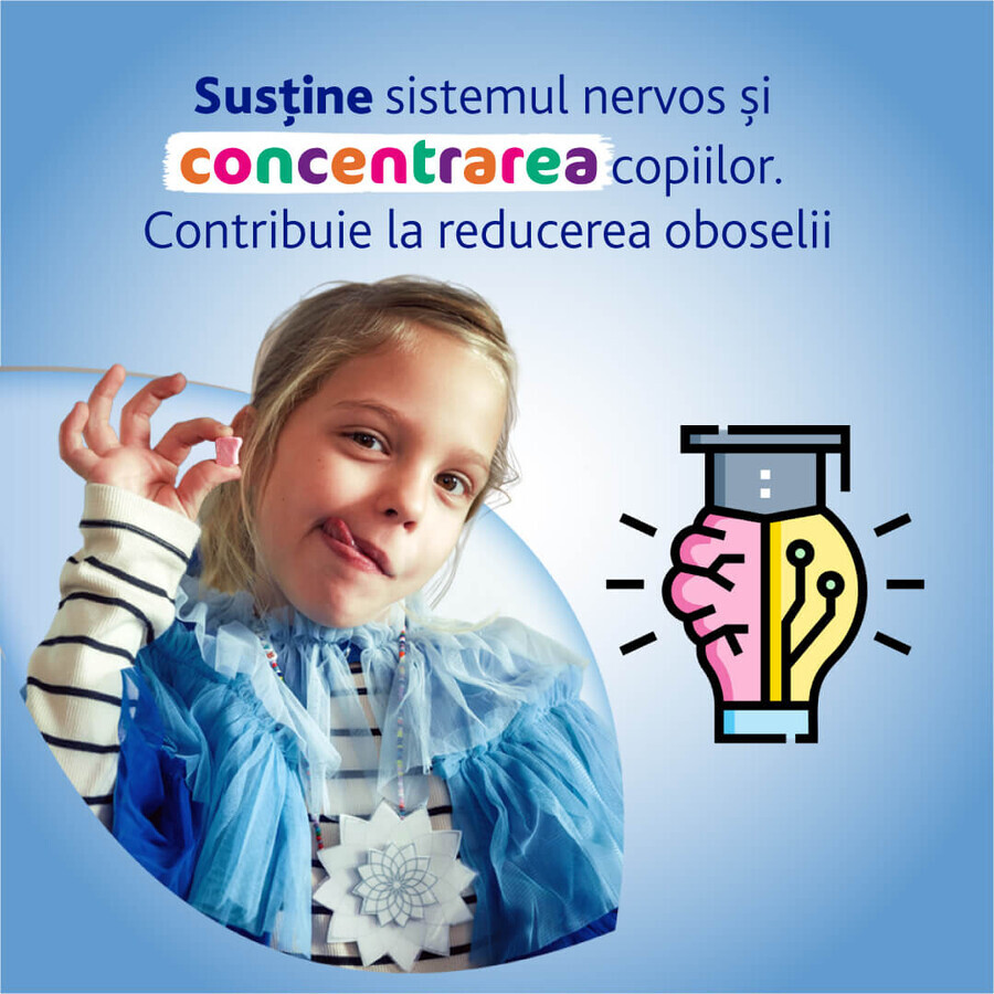 MagneVie Kids, 70 mg magnesium + 0.6 mg vitamin B6, nervous system and concentration, 30 chewable tablets​​​​​​​​