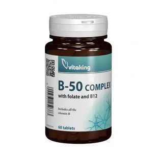 Mega B-50 met foliumzuur en methylcobalamine, 60 tabletten, Vitaking